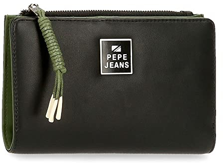 Pepe Jeans Bea Geldbörse mit schwarzem Kartenhalter 17x10x2 cm Kunstleder