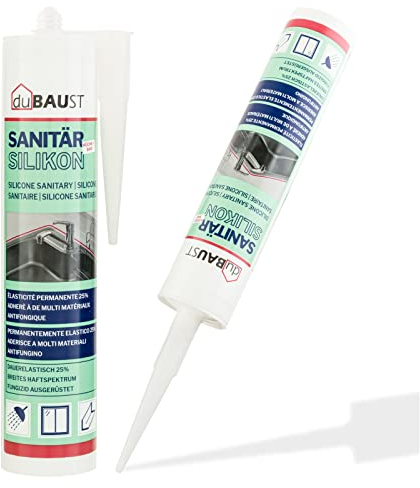 dubaust SAS24 Sanitärsilikon elastisch dauernassbeständig schimmelresistent Bad Küche Dusche Feuchträume 310ml Kartusche (manhattan)