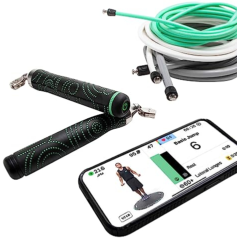 Crossrope AMP 2.0 Smart Jump Rope Set with 1/4 LB, 1/2 LB & 1LB Jump Ropes – Bluetooth-Connected, High-Intensity Fitness Training for High Calorie Burn and Cardio - Large - Membership Required