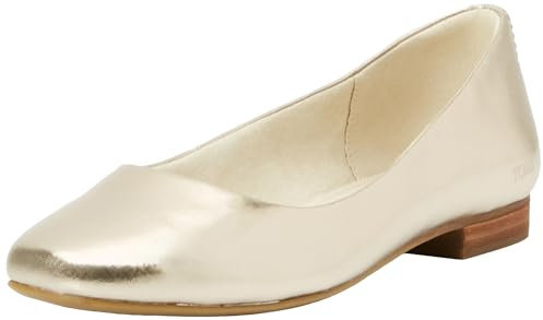 TOMS Women's Briella Ballet Flat, Light Gold Metallic Leather, 5 UK