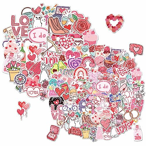 200 Stück Herzaufkleber, rosa, niedliche Herzaufkleber, wasserdicht, Aufkleber für Kinder, Scrapbooking-Dekoration, Geschenkdekoration