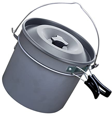 Toddmomy 1 Satz Camping-hängetopf Groß Bausatz Backpacking Kochtopf Outdoor-kochtopf Camp Kaffeekanne Stahl Tragbarer Kochtopf Tasse Gas Hölzern Küche Gerät Aluminiumoxid Gebraten Reisen