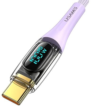 P4Y USB-C vers USB-C US-SJ590 PD 100W câble bout d'affichage numérique Compatible avec Power Delivery (PD) jusqu'à 100W transfert de données 10 Gbps Purple Shadow series 1.2m