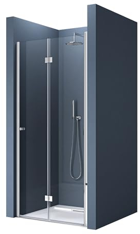doporro Porte de douche pliable 100cm paroi de douche transparent pliante pour niche Teramo26K pare-douche rabattable montage réversible