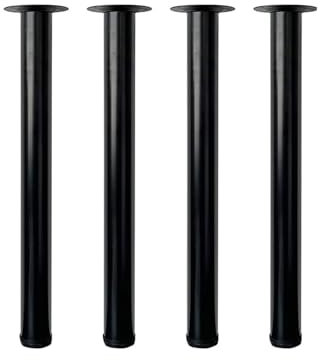 Jahof Pieds de Table Réglables 50 cm, Lot de 4 Pieds de Meubles Métal Noir Ø50mm, Support en Acier pour Table Basse