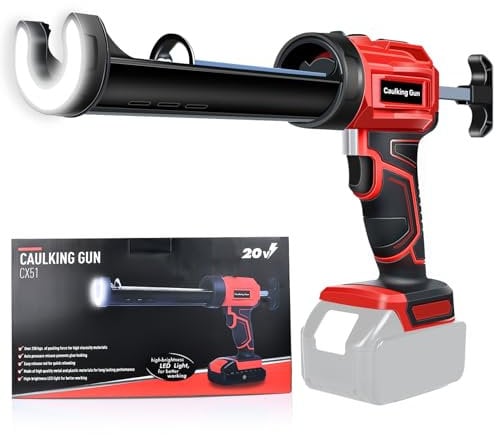 Fiihio Caulking Gun for Makita 18V Battery, Electric Caulking Gun Cordless with LED Light, 4 Adjustable Speeds, 10oz/300ml Battery Powered Caulking Gun for Filling,Sealing