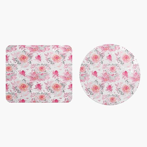 EHOMERY Mauspad Mac Mousepad Hochwertig Kuchen One Piece Mauspad Mousepad Mit Motiv Für Die Schreibtischdekoration - 2 Pack [20x24 cm and Dia 20 cm]