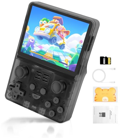 LIDOUYA POWKDDY RGB20S Console Portatile Gaming, schermo IPS da 3.5 pollici Sistema Linux open source, Retrogaming Console, 128G, Trasparente Nero