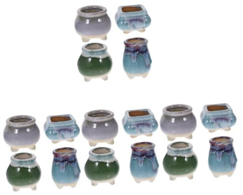 PAMINGONO 16stücke Teiliges Mini Keramik Blumentopf Für Sukkulenten Vielfältige Formen Zufälligen Farben Elegante Pflanzgefäße Für Büro Wohnzimmer Und Balkon