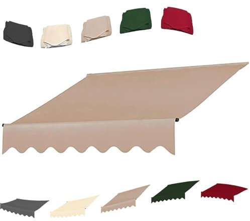 QTWLG Klemmmarkise 300cm 400cm Ersatzstoffe Einziehbare Markise Ersatz Markisenstoff Ersatzoberseite (nur Stoff), Ersatzabdeckung Für Garten Draussen Markise(Khaki,6.5x5ft/200x150cm)