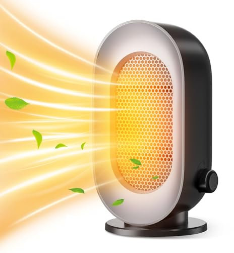 Termoventilatore Elettrica Stufetta 600W Riscaldatori Ceramica Basso Consumo con 3 Modalità, Termostato Ambiente Silenzioso Riscaldatore per Camera da Letto Soggiorno Bagno Ufficio nero