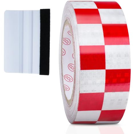 oupados 25m×5cm Reflektierender Warnaufkleber Selbstklebend Klebeband Rot Weiß Warnmarkierung Sicherheit Geeignet für Fahrzeugsicherheits-Reflektorbandwarnung Auto-Nachtwarnung