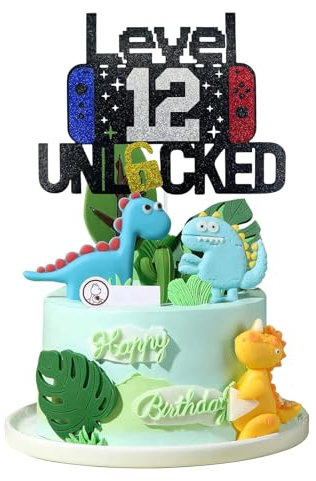 Cosmeria Gaming Deko 12. Geburtstag Junge, Happy Birthday Cake Topper, Tortendeko und Kuchendeko, Geschenk für 12 Jahre Junge, Geburtstags Cake Topper
