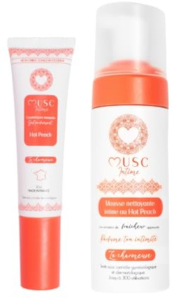 MUSC INTIME La Marque Officielle - Les Intimes - Mousse Intime & Parfum Intime - Hot Peach - La Charmeuse - Parfume & Nettoie En Douceur - Testé Sous Contrôle Gynécologique - 150ml & 30ml