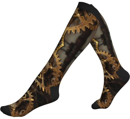 GFXEDSAH Clock Gear - Calcetines de compresión para hombres y mujeres, calcetines deportivos, viajes y uso diario, 3 Negro, Altoa única