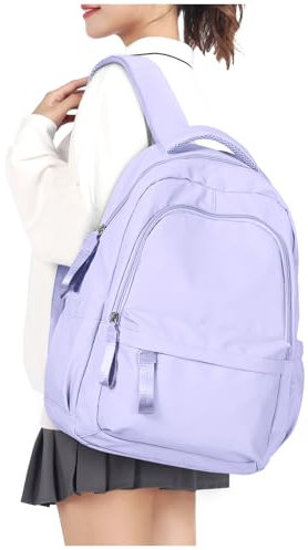 WEPLAN Rucksack Damen Schule Schulrucksack Mädchen Teenager Jungen Casual Schultasche Backpack College Leichter Rucksack für Reisen Arbeit School Bags Laptop Backpack 14 Zoll Wasserdicht,Lila