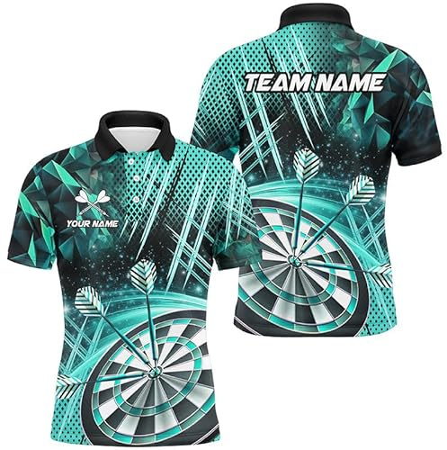 Outfitsuche Personalisierte 3D-Glitzer-Dartshirts für Damen & Herren - Individuelle Team-Dartliga-Trikots in Türkis Performance Dart Trikot T2581