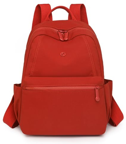 YUESITE Klein Rucksack Damen Elegant Leichter Tagesrucksack Rot | Diebstahlschutz, Wasserabweisend, Cityrucksack, Casual Daypack, für Alltag, Schule und Reisen