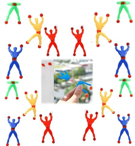 16 Stück Stick Man,Special Silikon Stickman Spielzeug Sticky Hands Stretchy Men Party Bag Fillers Toys,Multicolor Sticky Wall Climbers Gecko for Kids Classroom Rewards Prizes Novelty Throw Toy Party