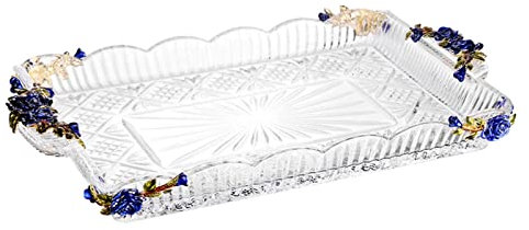 GFHTRELY Bandeja de cristal para servir, bandeja rectangular con asa, bandeja decorativa, bandeja de baño, paleta (B)