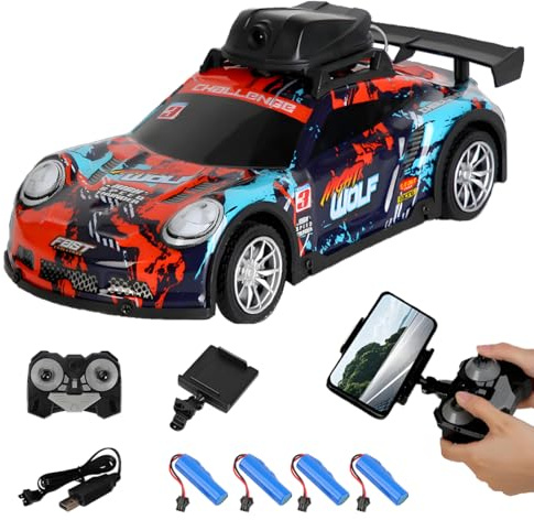 JOYARCH Mini RC Drift Car, 2.4G 4CH Remote Control Car with LED Lights and HD Camera, Electric Racing Cars for Adult