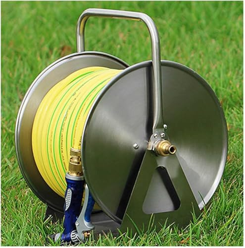 Edelstahl-Schlauchtrommel, Wandmontage/Bodenmontage, mit 30 m Schlauch, langlebiger Metall-Schlauchhalter für den Gartengebrauch