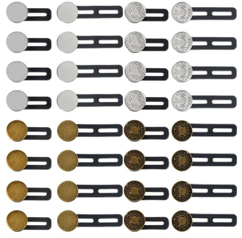LXUEJIE 32 Stück Hosenbunderweiterung Knopf, Hosenknopf Verlängerung Hosen Expander Button Jeans Knopfverlängerung fürJeans Schwangerschaft Hosenerweiterung