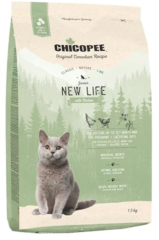 Chicopee Classic Nature Line | Junior New Life | Katzenfutter trocken | Geflügel | Gesundes Wachstum, Vitamine, Selen, Zink | ohne Weizen | Inspiriert von der Natur Kanadas | 1,5 kg