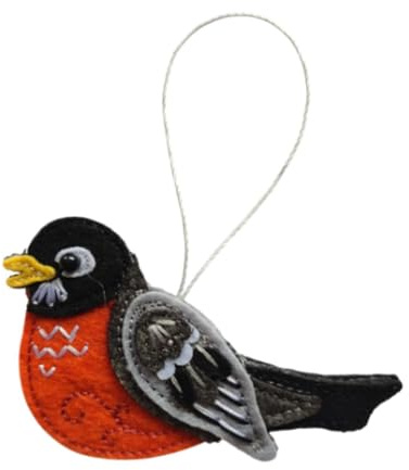 kesurpae Klassische Filz Vogel Ornament Weihnachtsbaum Hängen Und Urlaub Feier Weihnachten Ornament Festival Dekoration Feier, Orange, 8.5 x 4 cm