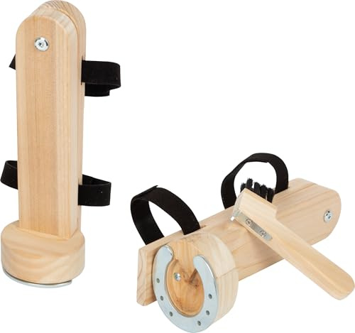 small Foot Putzhufe Set, realistisches Pferdepflege-Zubehör aus Holz, 2er-Set mit Hufeisen und Hufauskratzer, für Kinder ab 3 Jahren, 12797