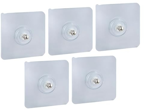 Crochets Muraux Adhésifs – 5 Pièces Sans Perçage Étanche | Crochets Adhésifs Solides pour Rangement Mural Salle de Bain, Douche, Chambre, Salon – Serviette, Loofah, Maison, Appartement, Dortoir, Burea