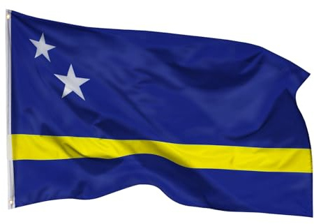 PHENO FLAGS Curacao Flagge 90x150 cm – Wetterfeste Nationalflagge aus Polyester mit Doppelnaht & Metallösen