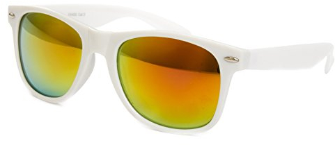 Ciffre Sonnenbrille Nerd Nerd Nerdbrille Stil Retro Vintage Unisex Brille - Weiß Feuer Verspiegelt