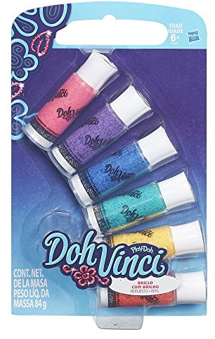 Play-Doh DohVinci Sparkle Deco Pop Refill Tube (Pack of 6, Multi-Colour)