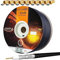 HB-DIGITAL 135dB 100m Koaxial SAT Kabel Reines KU Kupfer Schwarz Koax Kabel Antennenkabel 5-fach geschirmt für DVB-S/S2 DVB-C und DVB-T BK Anlagen + 10 vergoldete F-Stecker mit Gummiring Gratis dazu