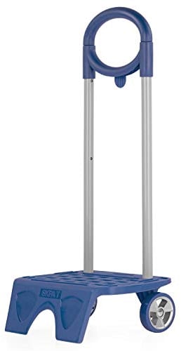 SKPAT - Carrello Porta Zaino da Scuola. ALtura Regolabile. Ruote PVC. Adattabile a qualsiasi Zaino. Molto leggero e robusto. Maniglia telescopica 1116, Color Marino