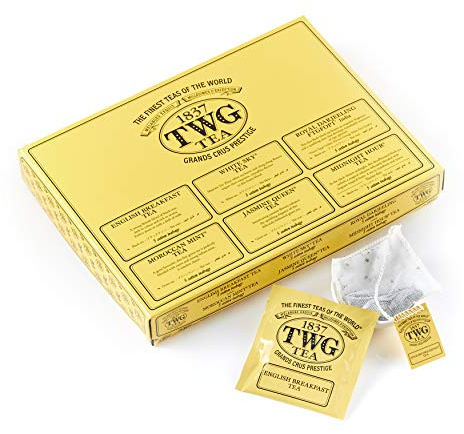 TWG Tea | Around the Globe Selection | 6 Varietà | Miscele di Tè Esclusive | 30 Bustine di Tè in Cotone Cucite a Mano | Set Regalo