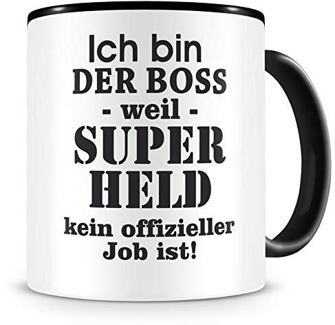 Samunshi® Boss Tasse mit Spruch Geschenk für Boss Chef Mann Frau Kaffeetasse groß Lustige Tassen zum Geburtstag schwarz 300ml