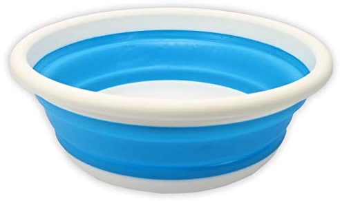 Invero Collapsible Foldable Washer Bowl Ideal for Camping, Caravans, Outdoor Activities, Kitchen and More - Blue