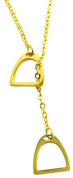 Kette Steigbügel Pferd Anhänger reiten Hufeisen Glücksbringer Glück Edelstahl golden Juvelato