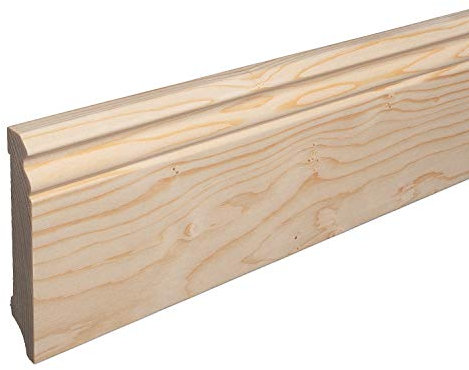 REESE Sockelleiste aus Holz | FICHTE | Massivholz-Fußleisten für Laminat Vinyl Parkettt | Hamburger/Berliner Profil | 100mm | Fichte roh geschliffen