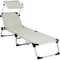 Casaria® Gartenliege mit Dach Klappbar 180kg Belastbar Wetterfest Gartenliege Aluminium Leicht Liegestuhl Hoch 210 x 61 cm Relaxliege Pool Sauna Creme