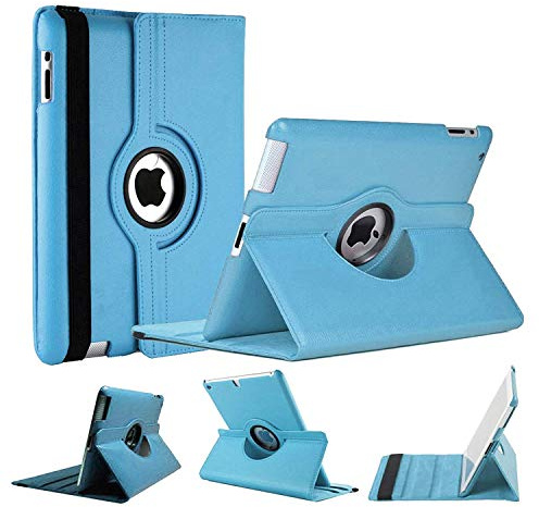 World Biz Étui pour iPad 9.7 2018/2017 / iPad Air 2 / iPad Air (24,6 cm) - Support de visualisation multi-angle rotatif à 360 degrés, en cuir PU antichoc Style livre à rabat avec fonction veille