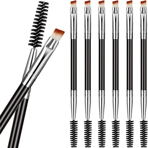 6 Stück Duo Augenbrauenfarbe Bürste Augenpinsel Abgewinkelte Augenbrauen Bürste Augenbrauenpinsel und Spoolie Bürste Mini Wimpernbürste zum Abtönen Abgewinkelter Augenbrauen Geeignet für Gel und Creme