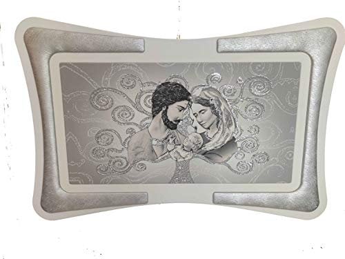 oggettando Quadro Albero della Vita Sacra Famiglia Arredo Soggiorno Salotto Camera da Letto Cucina Ufficio Bar Ristorante Regalo utili, Originali ed Economic Regalo Misure 90X60 (Argento)