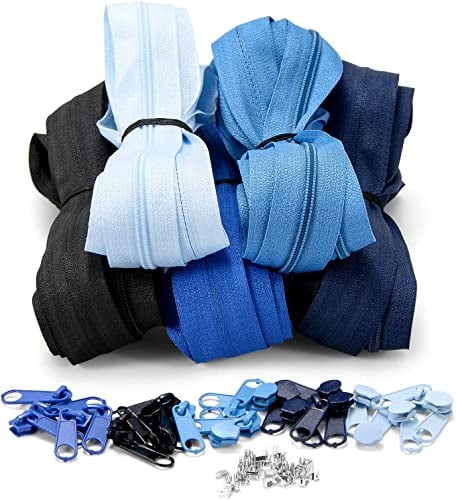 LAOYE 3 mm Reißverschluss endlos 12,5 Meter Nylon Endlosreißverschluss Set mit Schieber und Zipper - 5 Farben - spiralförmig Meterware teilbar für Bettwäsche Jacke Röcke Rucksack Heimtextilien Kleid