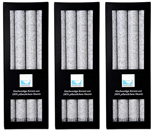 Stearin Stabkerzen, grau, 25 cm x 2,2 cm, 12er Set, Leuchterkerzen/Bio - Kerzen
