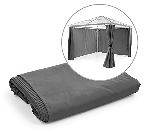 blumfeldt Pantheon Solid Sky Ambient Solar Pavillon-Seitenwände, Zubehör-Set: 4 Seitenwände, Blick- und Windschutz, Material: 140 g/m² Polyester, wasserabweisend,Maße: ca. 3 x 3 m, dunkelgrau