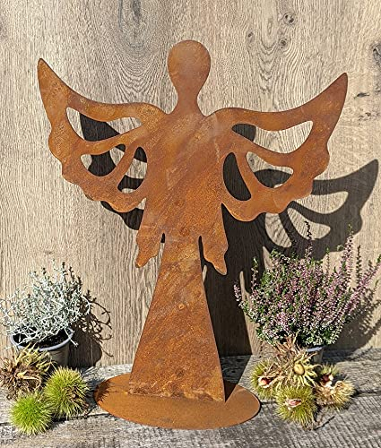 Engel 50 cm hoch aus Metall Edelrost Rost Weihnachten Deko Flügel