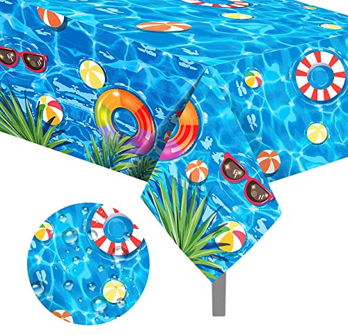 2 Stück Schwimmbad Kunststoff Tischdecke Einweg Sommer Tischdecke Hawaii Party Tischdecke für Strand Sommer Geburtstag Esstisch Dekor